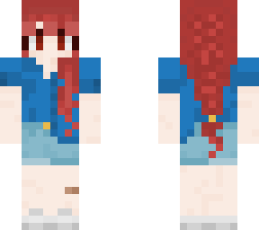 red head blue shirt