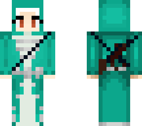 chechen hijabi in cyan traditional dress orange eyes