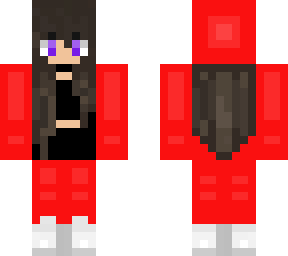 cute red hoodie girl black hair