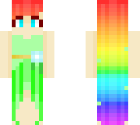 vary long rainbow hair and dress