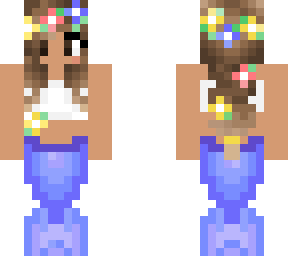 mermaid with colourful flowers in hair