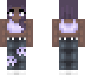 skull girl in purple crop & jeans