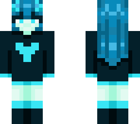 blue heart sweater with headphones