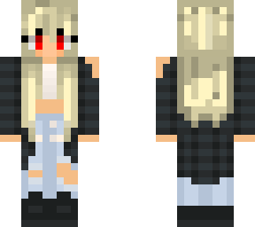 chica rubia camisa a cuadros azul