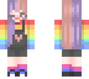 ella (half purple hair, rainbow outfit)