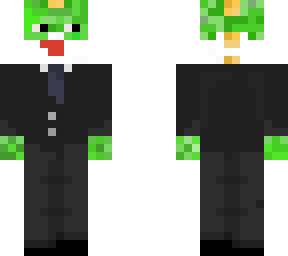 green dinosaur in suit