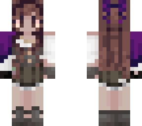 mediaval purple caped girl with brown hair