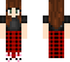 brunette girl with fun pjs and slippers!