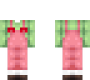 ob - watermelon green top w/ pink overalls