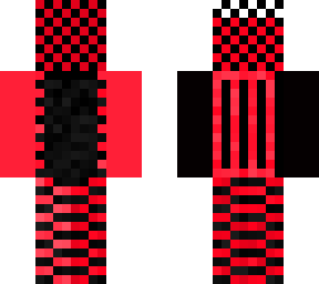 a creepy red creature that has a red , black and white color