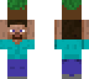 steve holding a grass block
