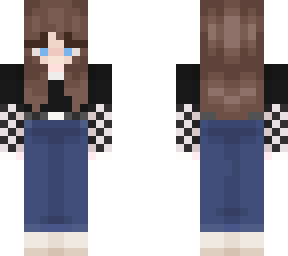 girl with blue trousers and black shirt