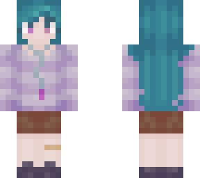 blue-hair girl with sweater
