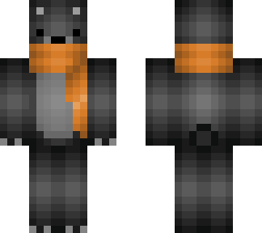 black bear with orange scarf