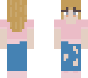 blonde girl with pink shirt and jeans | Minecraft Skin