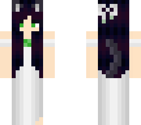 white dress, green eyes (cat girl)