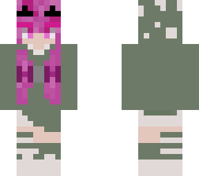 pink hair girl in green
