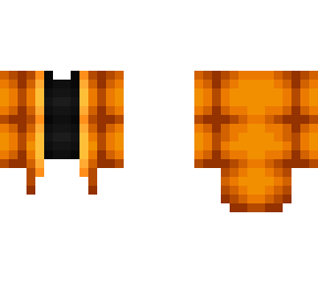 ob - long orange coat w/ black shirt