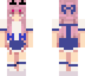 pink hair girl in blue