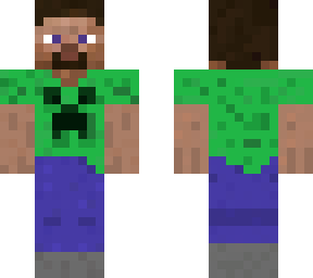 steve with a creeper shirt
