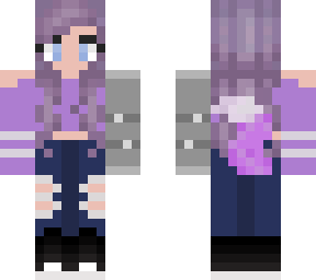 purple werewolf girl with robot arm