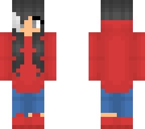 female - red hoodie