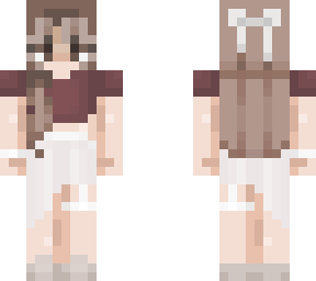 cute girl with brown hair and white skirt