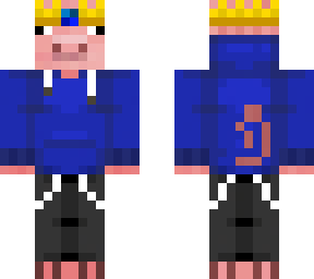 pig in blue hoodie (technoblade crown) \ less detail