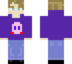 blonde boy with a purple kirby hoodie