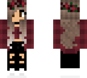 adidas red flannel girl with flower crown~
