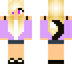 cute cat girl with light purple outfit with magenta eyes