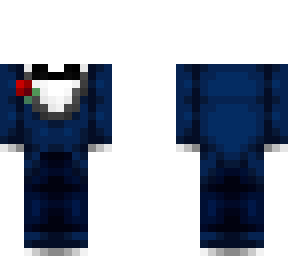 ob - full blue tuxedo w/ red rose & bowtie