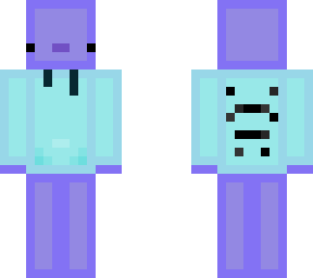 blue axolotl with cyan hoodie