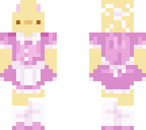 fluffy duck in pink maid outfit