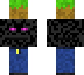 enderman holding a grass block and also wearing pants (a long name)
