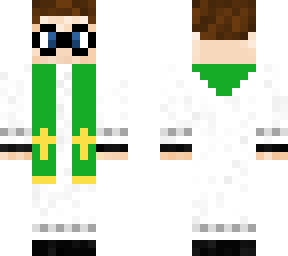 priest cassock with surplice and green stole