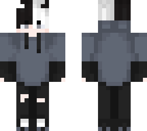 custom white half black hair with hoodie