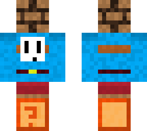 shy guy holding a brick block