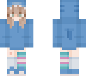 blond girl in shark hoodie with trans flag sock
