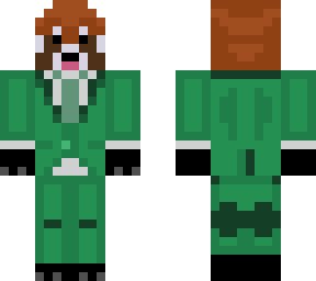 red panda green suit