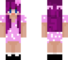kawaii cute purple hair egirl purple summer dress flowers and bows