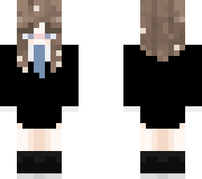 hair w/ blue eyes + fem suit ( blue tie)