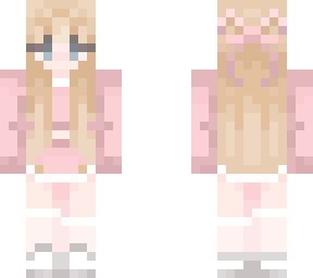 blonde girl pink outfit