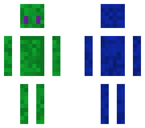 green and blue man