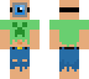 human minion with creeper shirt and worn clothes.
