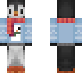 penguin with a scarf and hoodie
