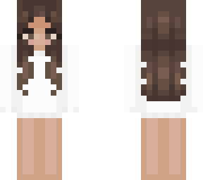 . brunette with white sweatshirt