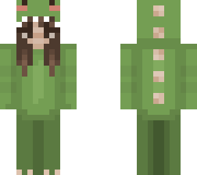 girl with brown hair and dino hoodie