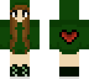 green hoodie with a heart girl