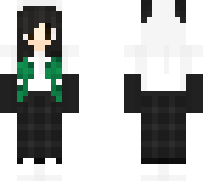 panda girl with green hair